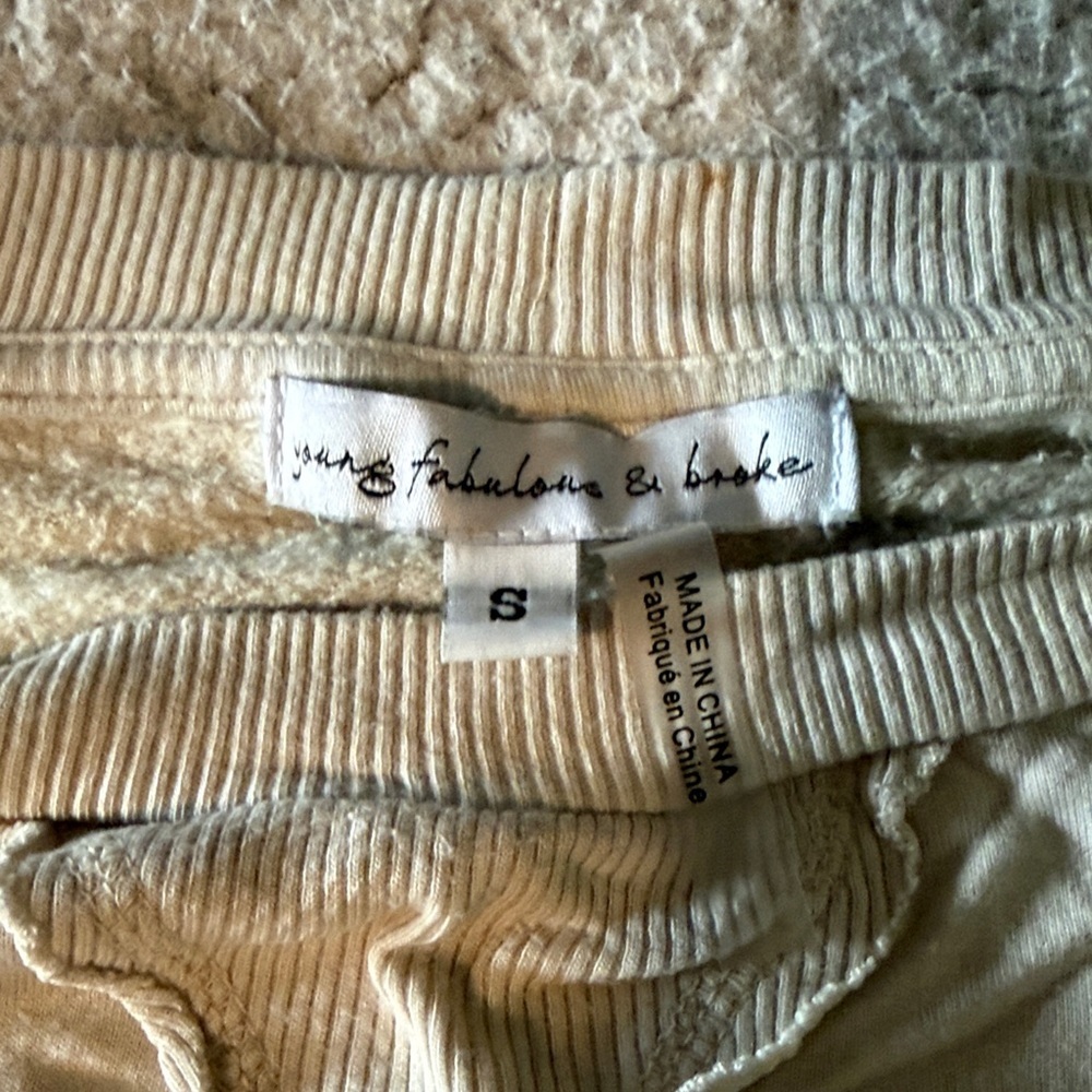 Young Fabulous & Broke Olive and Beige Ombre Sweatshirt Small - Picture 2 of 7